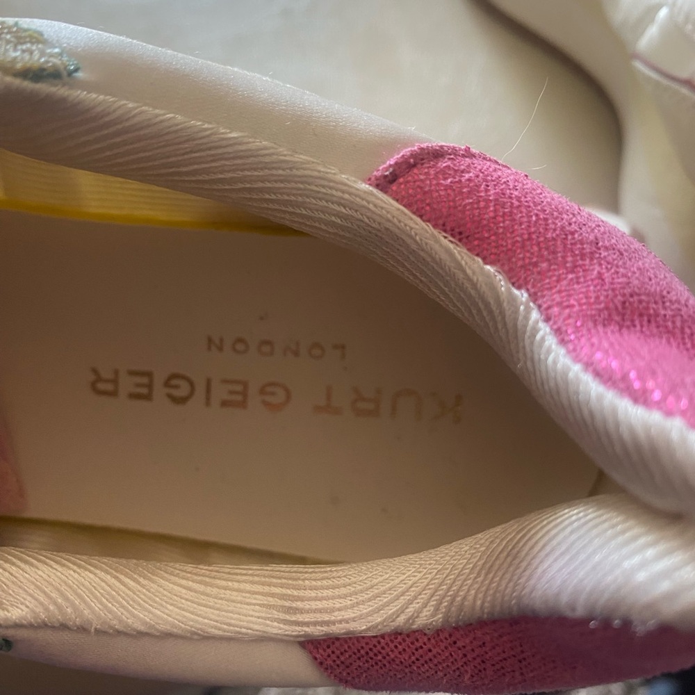 Kurt Geiger White Sneakers with Pink, Lavender and Olive Accents - Picture 5 of 5